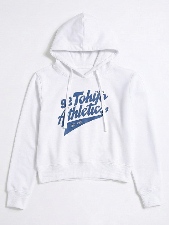 Women Printed Hooded Sweatshirt