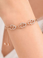 Women American Diamond Rose Gold-Plated Link Bracelet