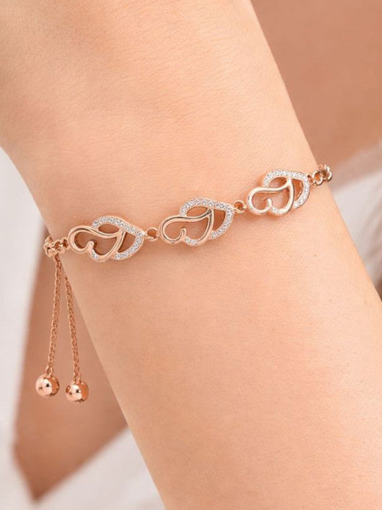 Women American Diamond Rose Gold-Plated Link Bracelet