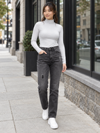Women Straight Fit Low Distress Stretchable Jeans