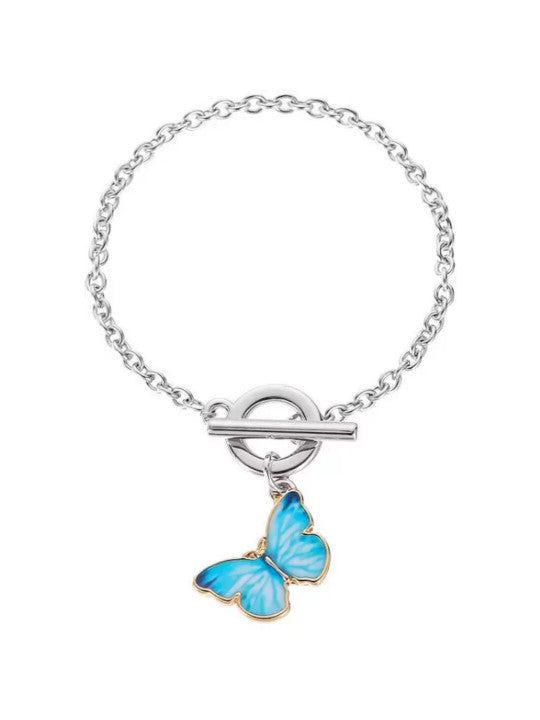 SilverToned Silver-Plated Butterfly Wraparound Bracelet