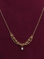 Stainless Steel Gold-Plated Cubic Zirconia Necklace