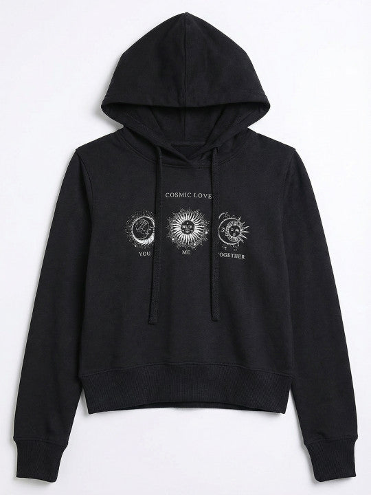 Women Printed Hooded Sweatshirt