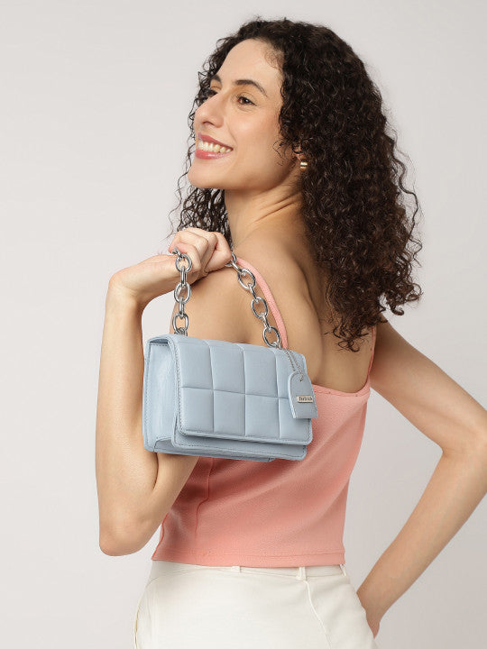 Textured Detachable Strap Quilted Structured Sling Bag