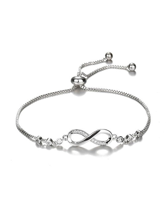 Silver-Plated Crystals Studded Wraparound Bracelet