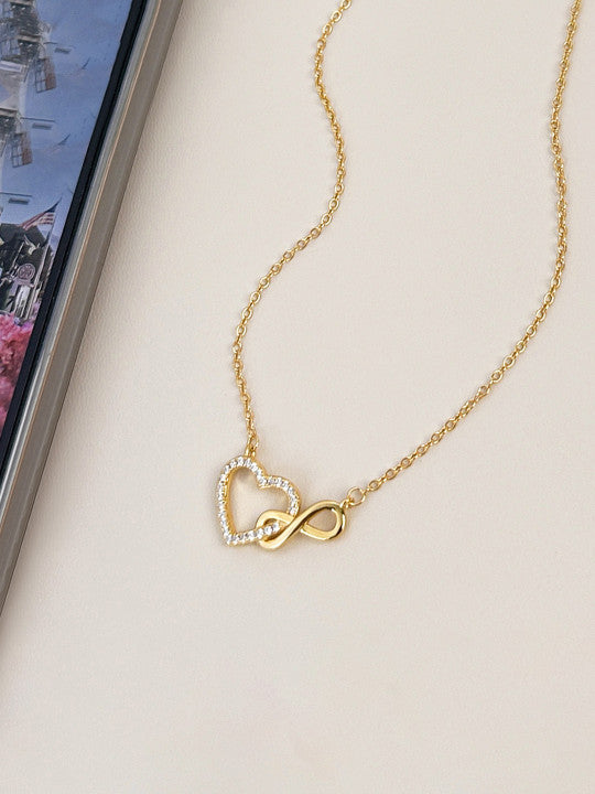 Gold-Plated Stainless Steel Stones Studded Minimal Necklace