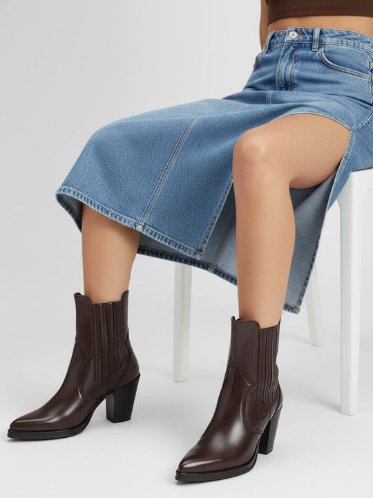 The Life Co. Women Pointed Toe Block Heel Boots