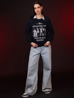 Stranger Things Printed Pure Cotton Round Neck Pullover Sweatshirt