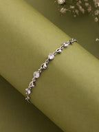 Women Rhodium Toned Cubic Zirconia Studded Heart Shaped Wraparound Bracelet
