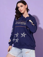 Women Printed Hooded Sweatshirt