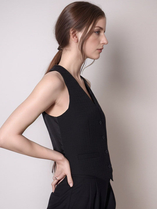 Sleeveless V-Neck Slim-Fit Waistcoat