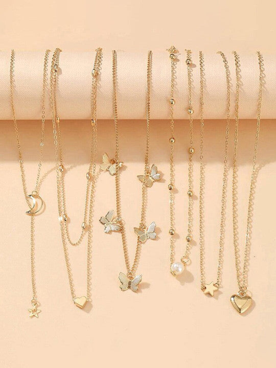 Set Of 6 Gold-Plated Necklace