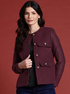 Single Breasted Mandarin Collar Regular Fit Blazer