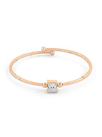 Women Rose Gold-Plated Cubic Zirconia Kada Bracelet