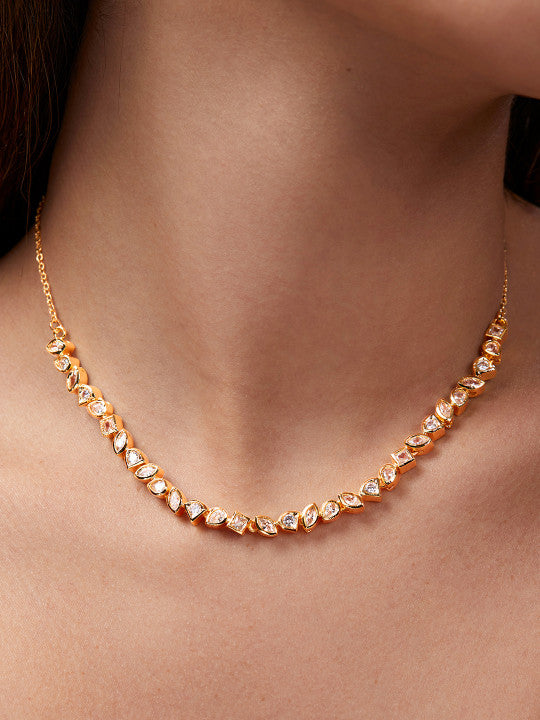 Gold-Plated Crystals Studded Necklace