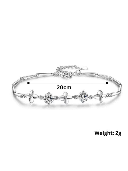 Women Cubic Zirconia Silver-Plated Charm Bracelet