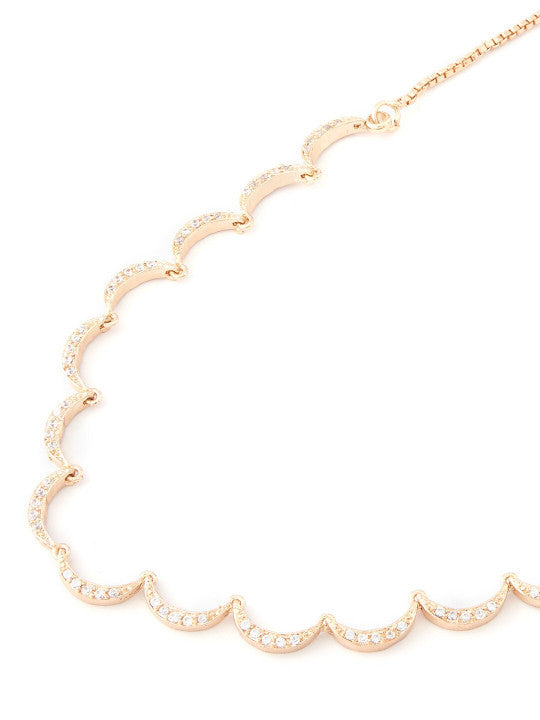 Brass Rose Gold-Plated Cubic Zirconia Necklace