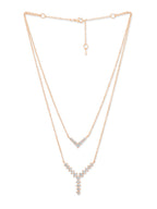 Rose Gold-Plated Stone Studded Layered Necklace