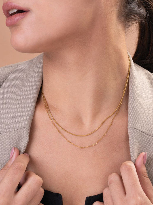 18k Gold-Plated Double Layered Stainless Steel Choker Chain