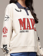 Collar Printed Sweatshirt