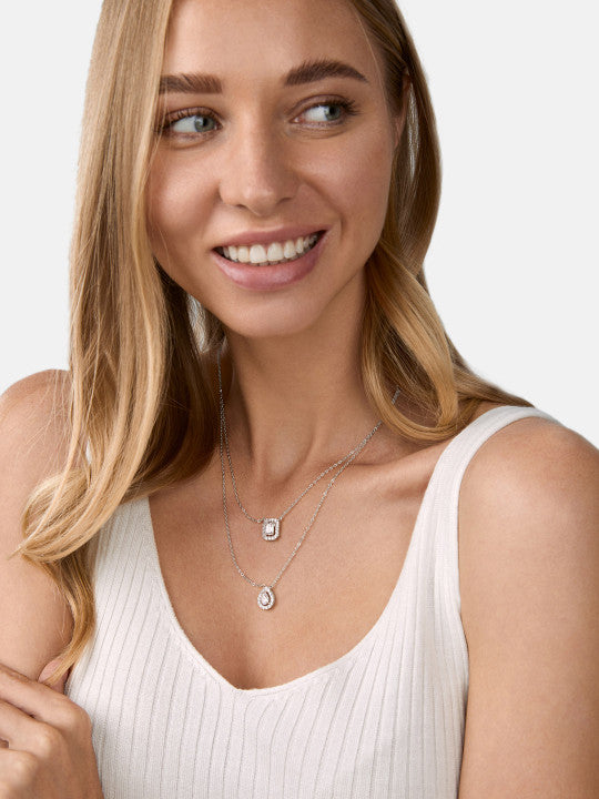 Silver-Toned Brass Silver-Plated Layered Necklace
