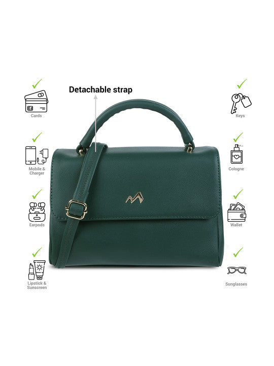 Detachable Strap Zip Detail Structured Satchel Bag