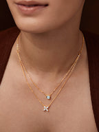 Brass Gold-Plated Stones Studded Layered Necklace