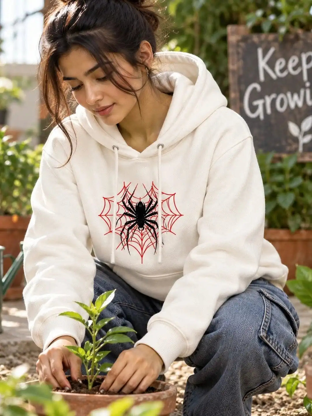 Women Printed Hooded Sweatshirt