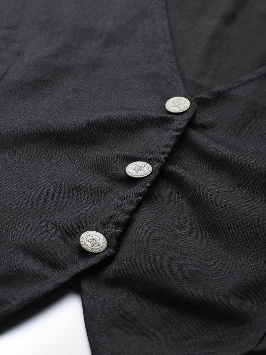 Women Black Solid Lightweight Waistcoat