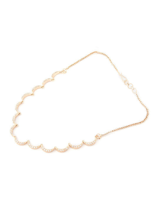 Brass Rose Gold-Plated Cubic Zirconia Necklace