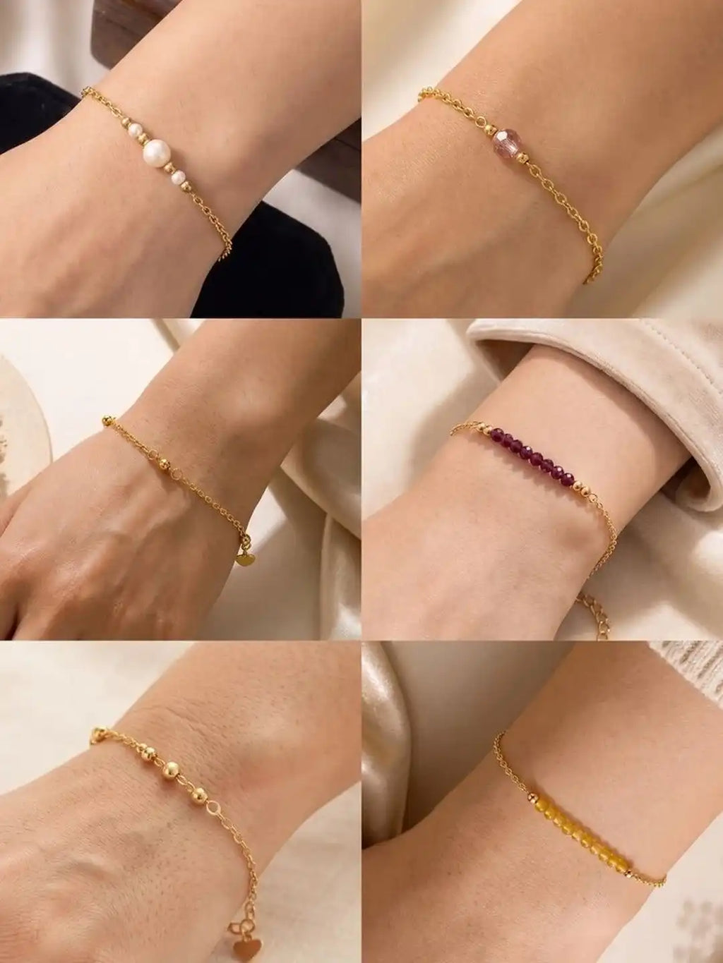 Women 6 Brass American Diamond Gold-Plated Charm Bracelet