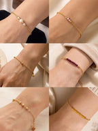 Women 6 Brass American Diamond Gold-Plated Charm Bracelet