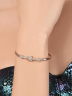 Women Pack of 2 Rose Gold Plated Brass Cubic Zirconia Kada Bracelet