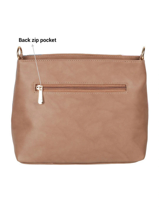 Geometric Colourblocked Detachable Strap Zip Detail Structured Sling Bag