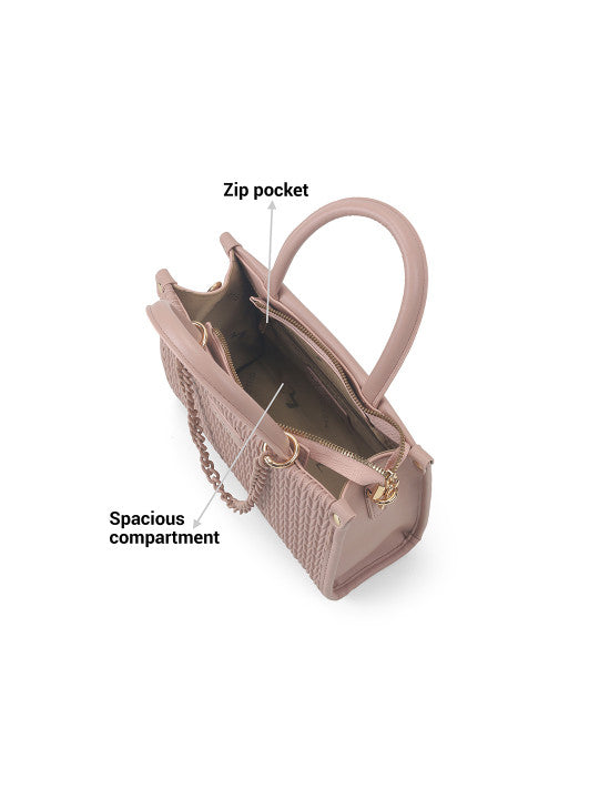 Textured Medium Structured Satchel Bag