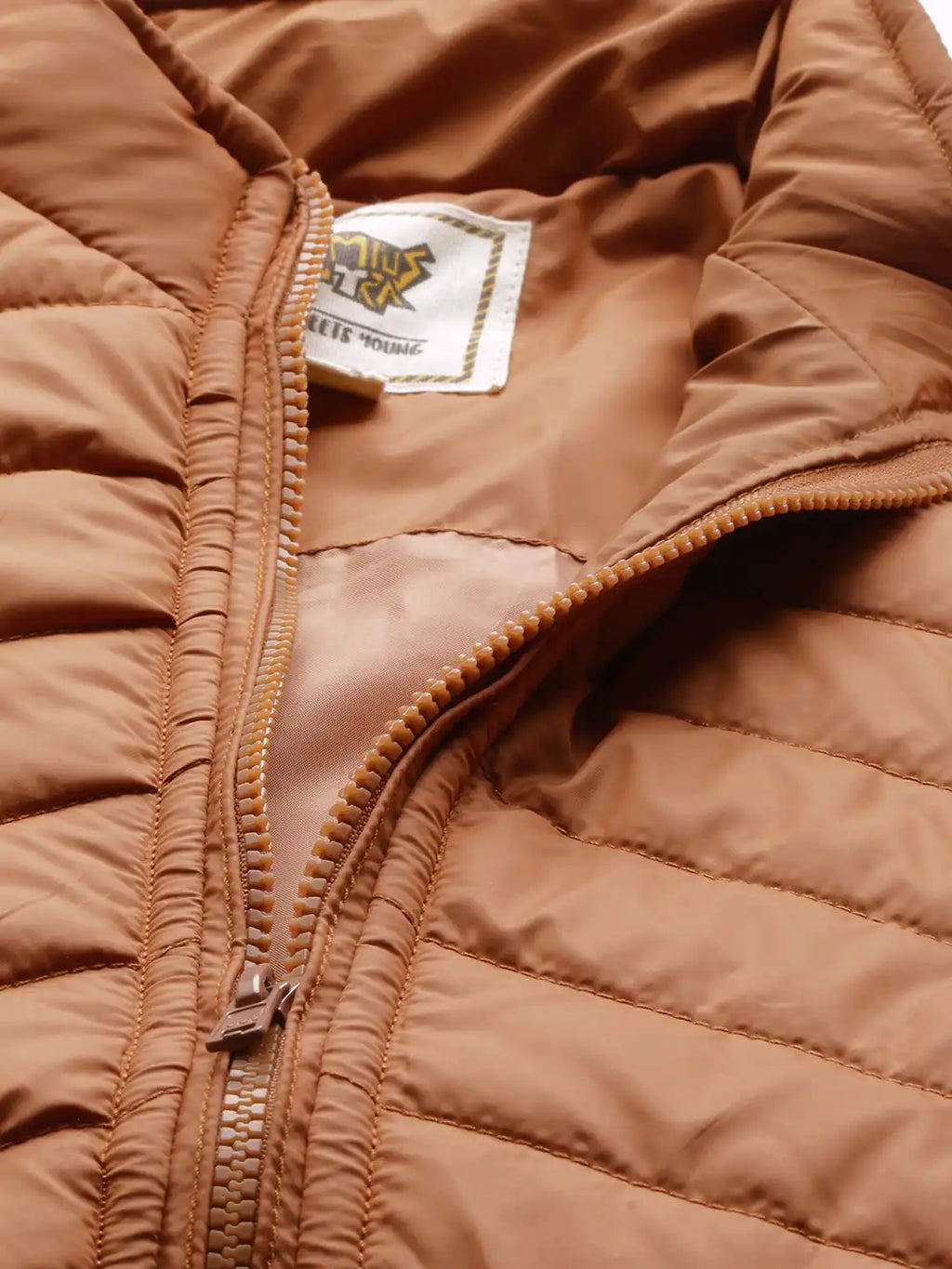 Women Camel Brown Solid Puffer Jacket