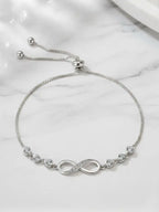 Silver-Plated Cubic Zirconia Studded Infinity Bracelet