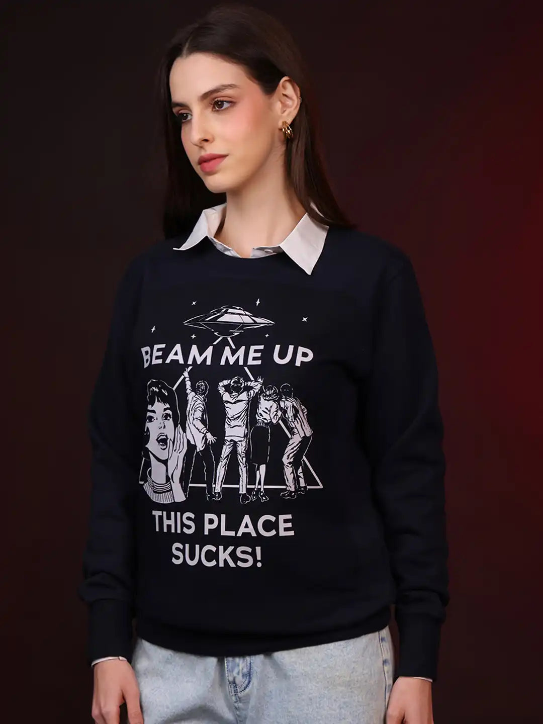 Stranger Things Printed Pure Cotton Round Neck Pullover Sweatshirt