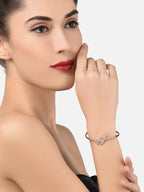 Women Pack of 2 Rose Gold Plated Brass Cubic Zirconia Kada Bracelet