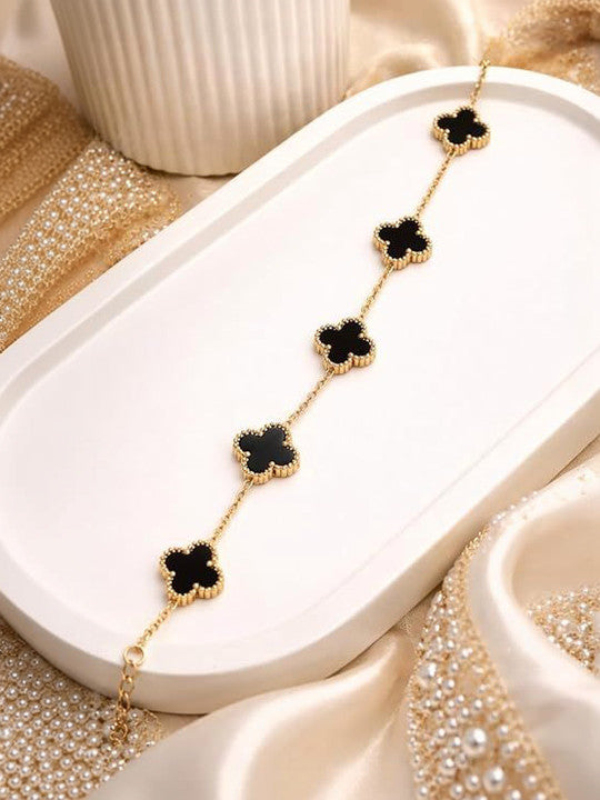 Women 2 Cubic Zirconia Gold-Plated Charm Bracelet