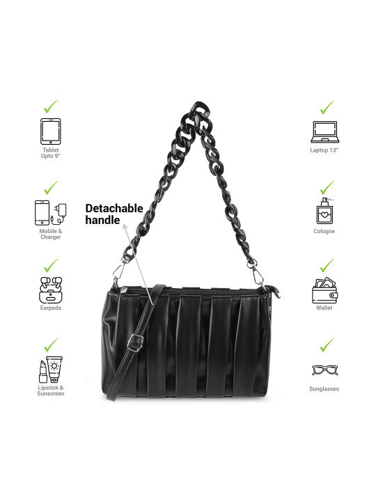 Striped Small Structured Shoulder Bag