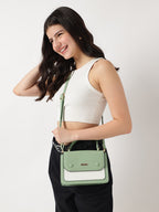 Colourblocked Adjustable Strap Structured Satchel Bag