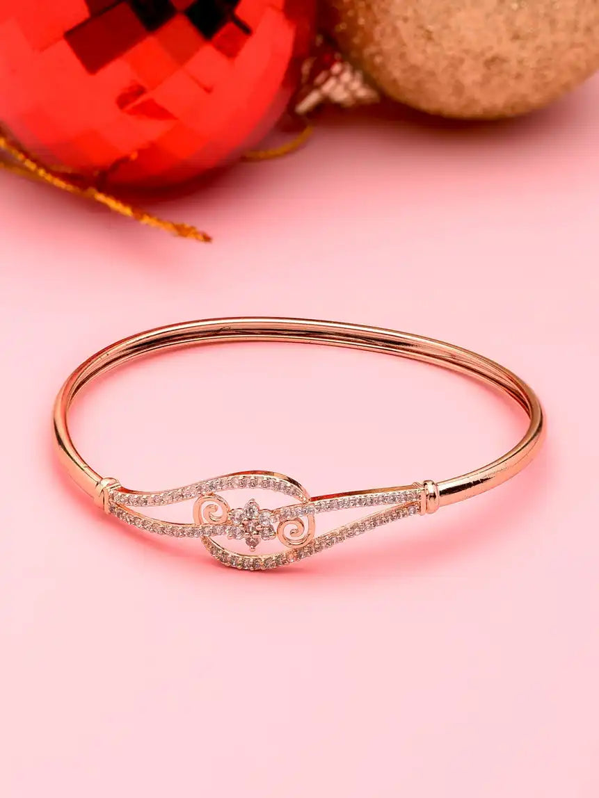 Women Rose Gold & White Brass Bracelet