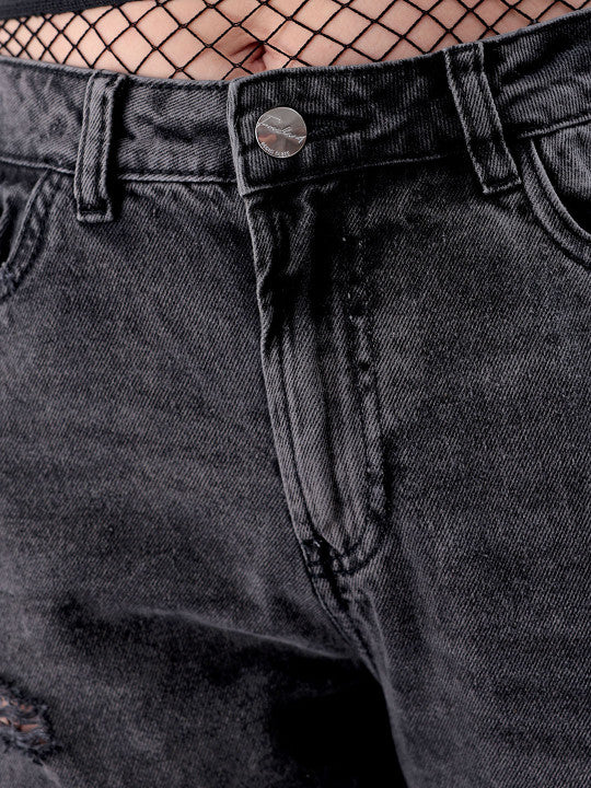 Women Straight Fit Mildly Distressed Pure Cotton Jeans