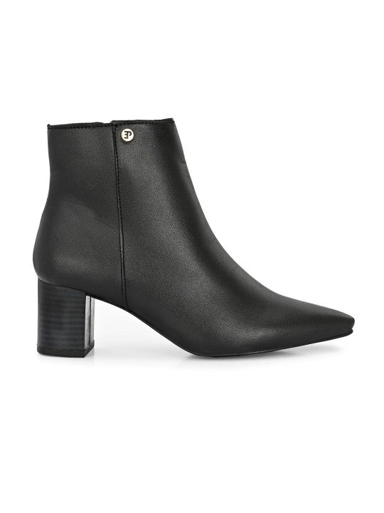 Women Black Solid Synthetic Trendy Ankle Pointed Shape Boots
