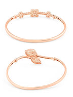 Women Pack of 2 Rose Gold Plated Brass Cubic Zirconia Kada Bracelet