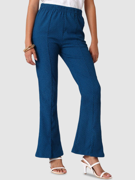 Women Self Design Flared Trousers