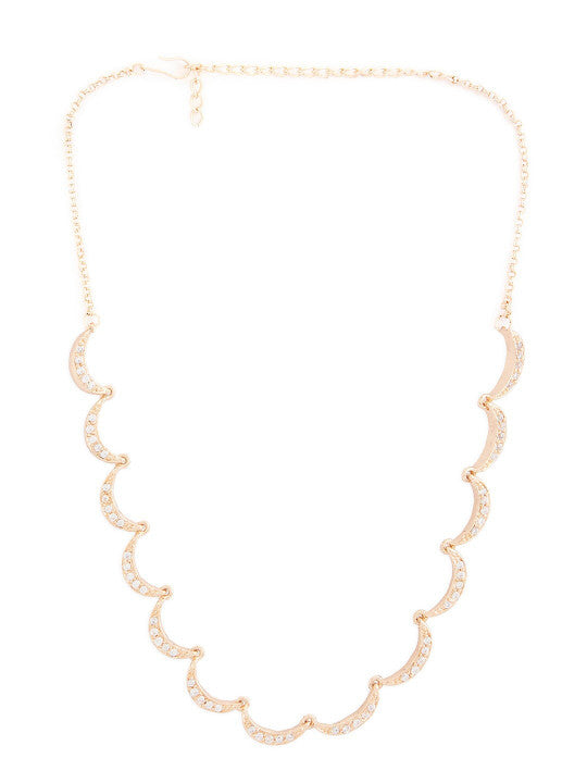 Brass Rose Gold-Plated Cubic Zirconia Necklace