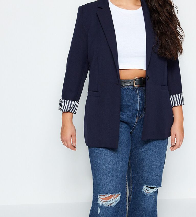 Notched Lapel Collar Single-Breasted Blazer