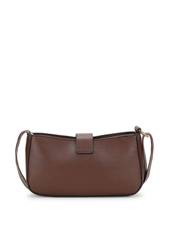Solid Adjustable Strap Structured Sling Bag